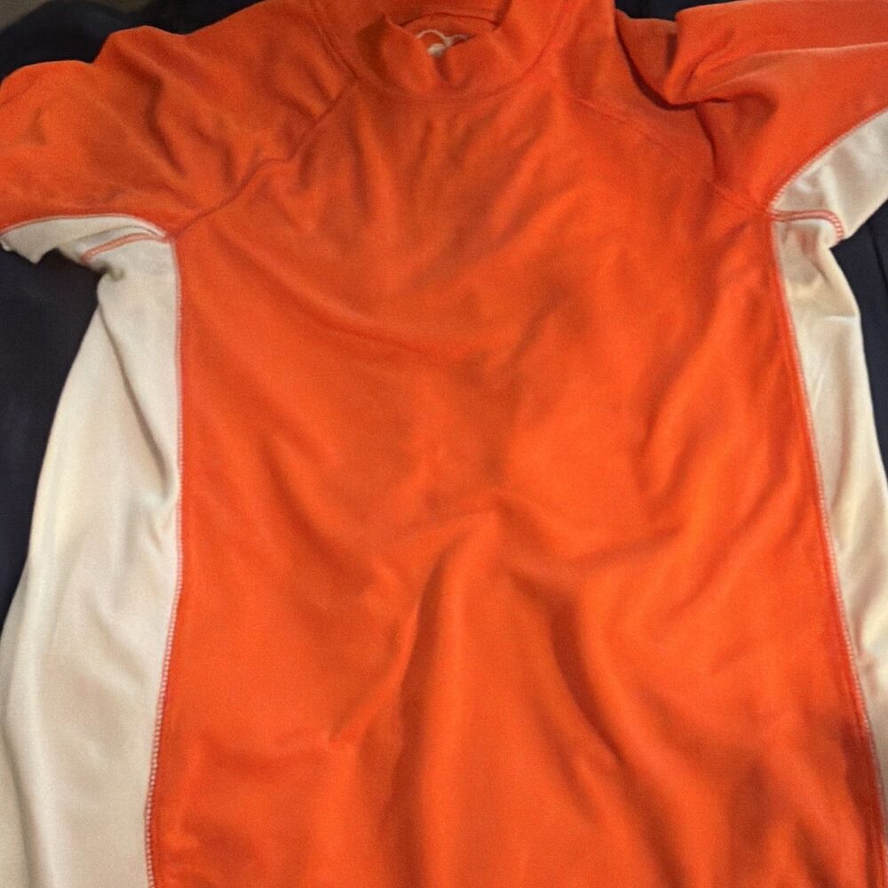 OP Boys Orange/White Colorblock Logo Crew Neck T-Shirt Short Sleeve XL (14-16)